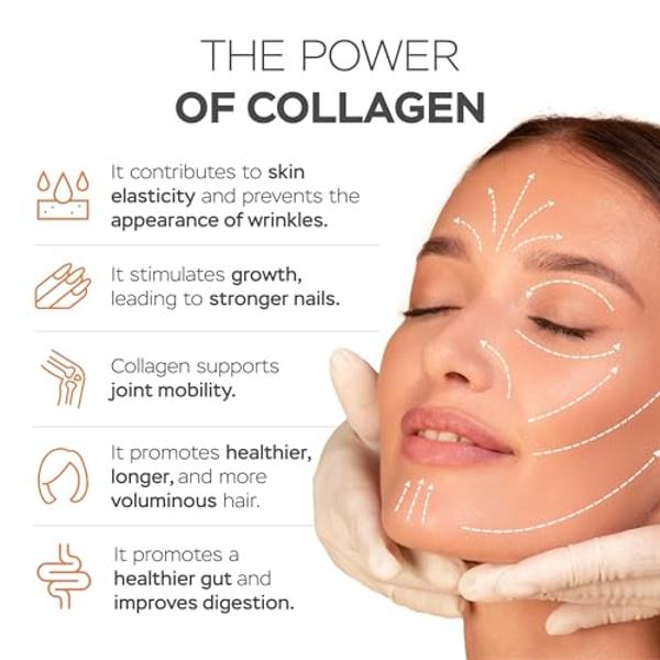 VITASEI Hydrolyzed Collagen Peptides Powder with Vitamin C & Resveratrol - Hair, Skin and Nails Vitamins for Women & Men - Bone and Joint Supplement - Unflavored - 16 oz