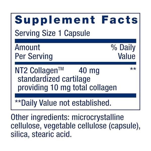 Life Extension NT2 Collagen™, Joint Health Supplement for Joint Comfort & Mobility, Gluten-Free, Non-GMO, 1 Daily, 60 Small Capsules