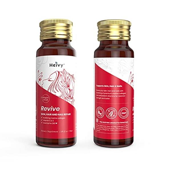 Heivy Liquid Collagen for Women, Collagen Drink with 10,000mg Marine Collagen Peptides, Collagen Liquid for Women for Hair Growth, Skin Repair, Nail Strength, 1.69 Fl Oz (Pack of 3