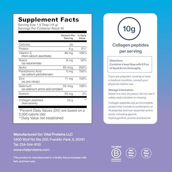 Vital Proteins Collagen Peptides Beauty Edition—10g Collagen with Biotin, Vitamin C and Zinc. 14.6 oz