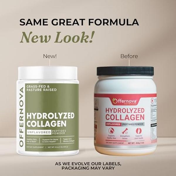 Hydrolyzed Collagen Peptides Powder - 100% Pure, Grass Fed & Unflavored for Women & Men – for Healthy Bones, Joints, Hair & Skin – Colageno Hidrolizado en Polvo Piel, Cabello y Art