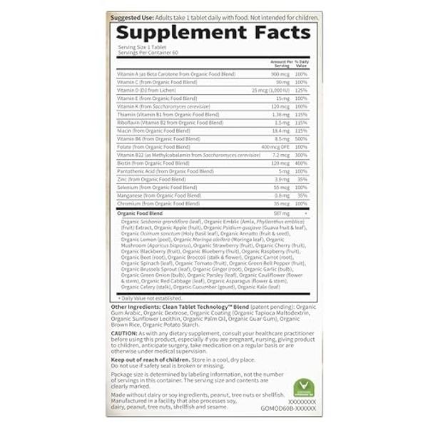 Garden of Life Organics Men's Once Daily Whole Food Multivitamin - 60 Tablets, Vegan Mens Multi for Health & Well-Being, Organic Mens Vitamins & Minerals, Vitamin C, Zinc