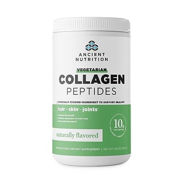 Ancient Nutrition Vegetarian Collagen Peptides, Collagen Peptides Powder, Collagen Powder with Natural Flavor, Prebiotics and Probiotics, Supports Healthy Skin, Hair, Joints, Diges