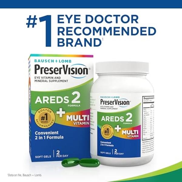PreserVision AREDS 2 + Multivitamin 2-in-1 Eye Contains Vitamin C, E & Zinc Softgels Packaging May Vary, 100 Count
