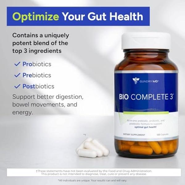 Gundry MD® Bio Complete 3 - Prebiotic, Probiotic, Postbiotic to Support Optimal Gut Health, 30 Day Supply (90 Day Supply)