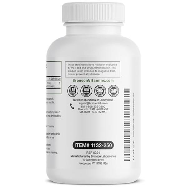 Bronson Rhodiola Rosea Vegetarian Capsules - Adaptogenic Herb - Brain, Stress & Mood Support - Non-GMO, 250 Count