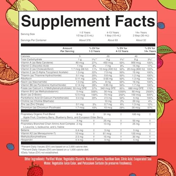 MaryRuth Organics Liquid Morning Multivitamin Essentials+ | Vitamin A C D E B6 B12 Biotin Zinc, Mens Womens Multivitamin, Immune Support, Beauty | Sugar Free | Vitamins for Ages 1+