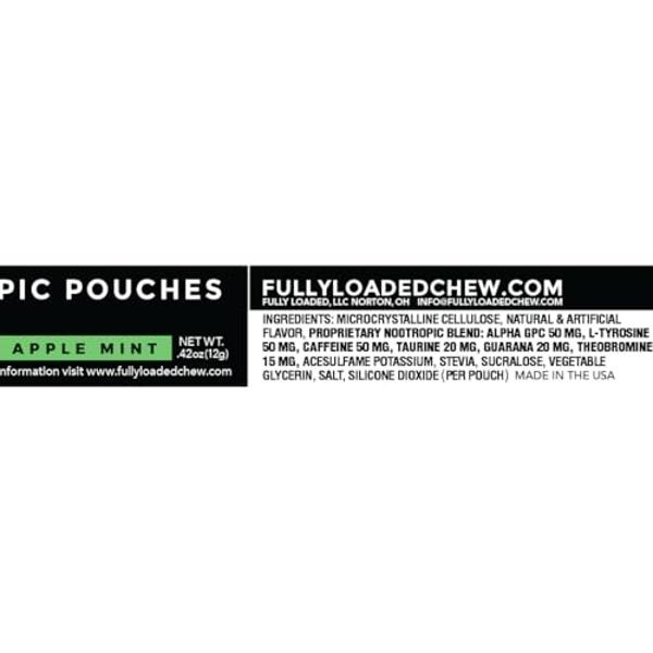 Fully Loaded Alpha Fuel Nootropic Pouches (Apple Mint Fuel) - Nootropic Energy Pouches with Caffeine, Alpha GPC, Tyrosine, Taurine, Guarana and More