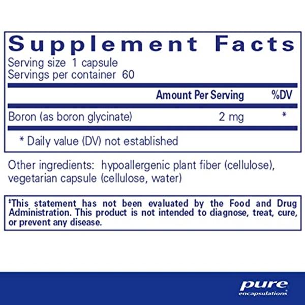 Pure Encapsulations Boron (Glycinate) | Supplement for Hormone Balance, Bone Strength and Health, Connective Tissue, and Nutrient Metabolism* | 60 Capsules