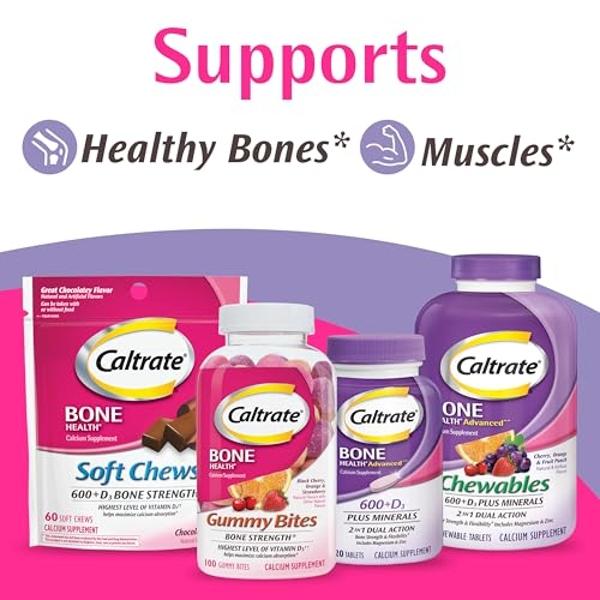 Caltrate Soft Chews 600 Plus D3 Calcium Vitamin D Supplement, Vanilla Creme - 60 Count