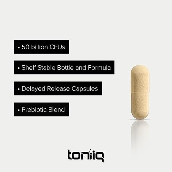 Toniiq 50 Billion CFU Lactobacillus Reuteri Probiotic 50mg per Serving - L Reuteri Probiotics - Highest CFU Count Lactobacillus Reuteri Probiotic - 60 Vegetarian Capsules - 60 Serv
