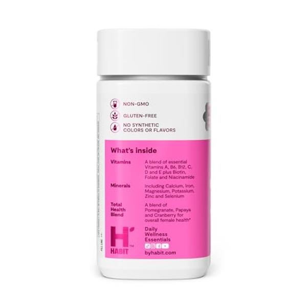 Habit Womens Multi Supplement (60 Capsules) - New Look, Supports General Health & Wellness, 23 Essential Vitamins and Minerals, Fruit extracts, Folate, Iron, B12, Biotin, Non-GMO (
