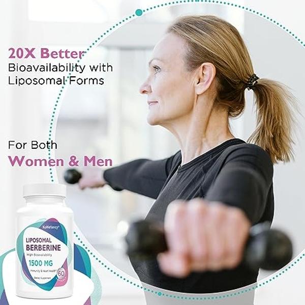 Liposomal Berberine Supplement 1500mg - Third Party Tested, High Bioavailability Berberine HCL Capsules for Women and Men, AMPK Activator for Cardiovascular Health, Sugar-Free, Non