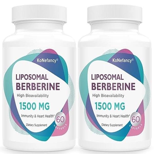 Liposomal Berberine Supplement 1500mg - Third Party Tested, High Bioavailability Berberine HCL Capsules for Women and Men, AMPK Activator for Cardiovascular Health, Sugar-Free, Non