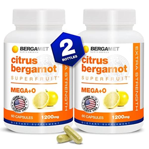 BergaMet Citrus Bergamot Supplement, 170:1 Extract, 1200mg per Serving, 80% Polyphenols, Italian Citrus Bergamot Supplement for High Cholesterol, 120 Capsules, 2 Months, Made in Th