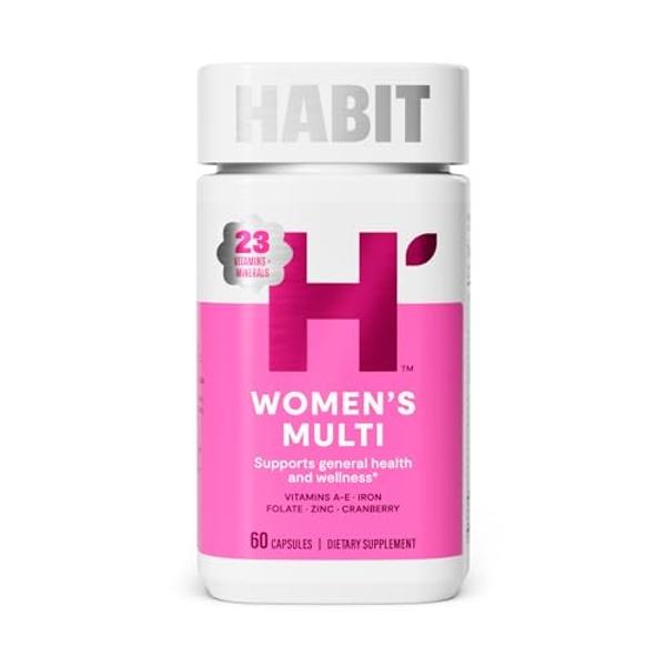 Habit Womens Multi Supplement (60 Capsules) - New Look, Supports General Health & Wellness, 23 Essential Vitamins and Minerals, Fruit extracts, Folate, Iron, B12, Biotin, Non-GMO (