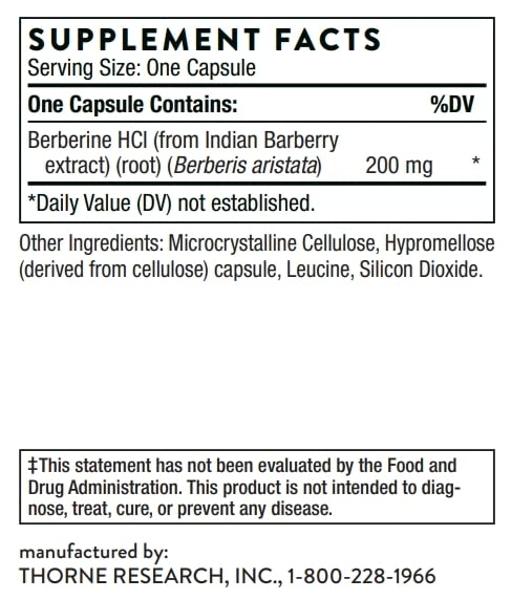 THORNE Berberine - 200 mg (Formerly Berbercap) - Supports Heart Function, Immune System and Gut Health* - 60 Capsules