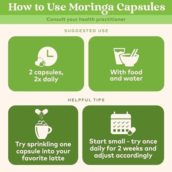 ORGANIC INDIA Moringa Capsules Organic - Moringa Supplement - Green Superfood, Moringa Leaf Capsules, Pure Supergreen, Vegan Greens, Nature's Multivitamin, Vegan, Gluten-Free - 90 