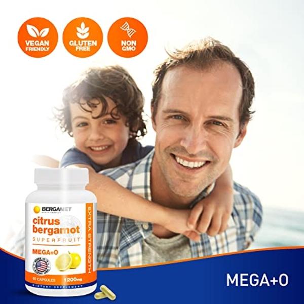 BergaMet Citrus Bergamot Supplement, 170:1 Extract, 1200mg per Serving, 80% Polyphenols, Italian Citrus Bergamot Supplement for High Cholesterol, 120 Capsules, 2 Months, Made in Th
