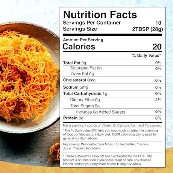 Irish Sea Moss Gel Organic Raw - Wildcrafted Superfood Seamoss Gel - Original Flavor, Vitamin and Mineral-Rich from Pristine Caribbean Waters, Immune and Digestive Health Support -