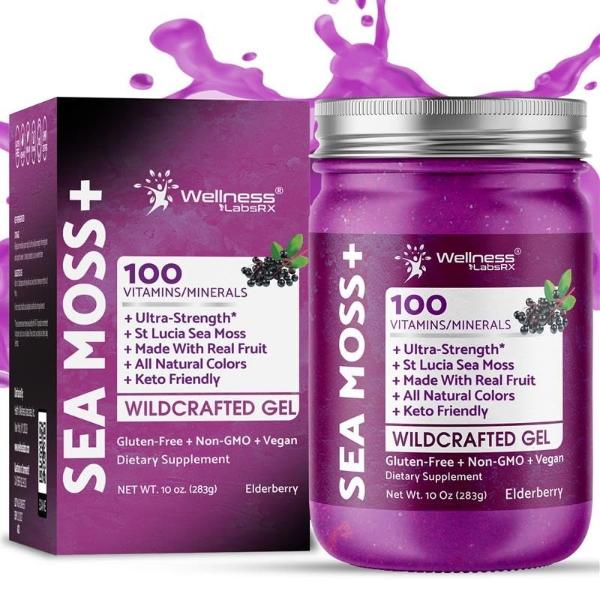Irish Sea Moss Gel Organic Raw - Wildcrafted Superfood Seamoss Gel - Strawberry Flavor, Vitamin and Mineral-Rich from Pristine Caribbean Waters, Immune and Digestive Health Support