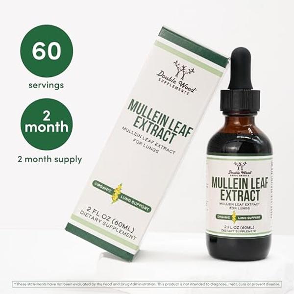 Mullein Drops for Lungs - Organic Mullein Leaf Extract for Lungs - 2FL OZ, 60 Servings (Better Absorbed Than Capsules, Great Addition to Mullein Tea) to Support Lung Health by Doub
