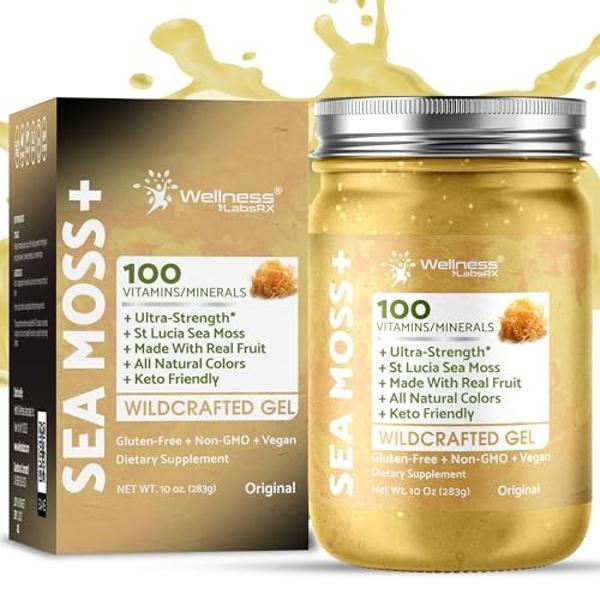 Irish Sea Moss Gel Organic Raw - Wildcrafted Superfood Seamoss Gel - Original Flavor, Vitamin and Mineral-Rich from Pristine Caribbean Waters, Immune and Digestive Health Support -