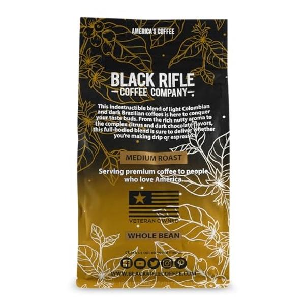 Black Rifle Coffee Company, AK-47 Espresso,100% Arabica Coffee,Colombian Supremo Roasted Dark, Whole Bean 12 oz Bag