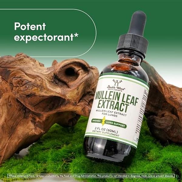 Mullein Drops for Lungs - Organic Mullein Leaf Extract for Lungs - 2FL OZ, 60 Servings (Better Absorbed Than Capsules, Great Addition to Mullein Tea) to Support Lung Health by Doub