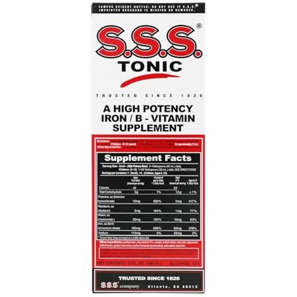 S.S.S. Tonic, Iron and Vitamin B Supplement, High Potency Vitamins, Bottle,10 Fl Oz (Pack of 1)