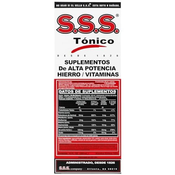 S.S.S. Tonic, Iron and Vitamin B Supplement, High Potency Vitamins, Bottle,10 Fl Oz (Pack of 1)