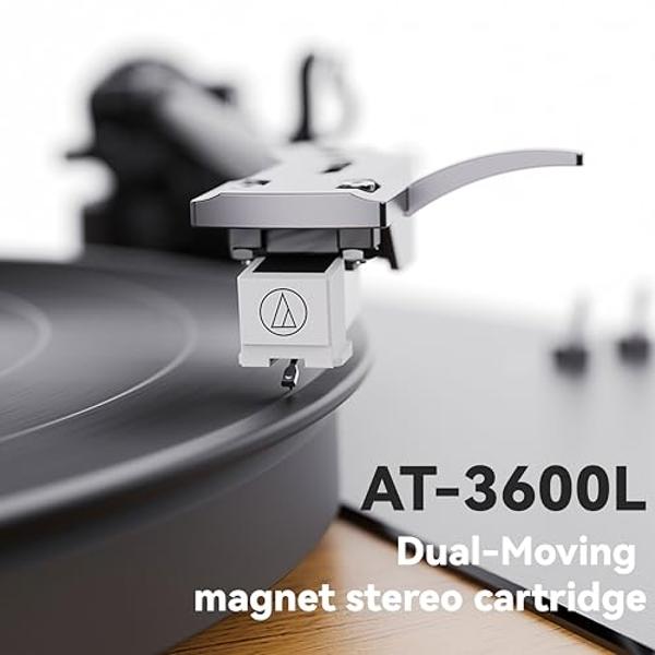 Stack Stone Hi-Fi Vinyl Record Player with Speakers, All in One Vintage Belt Drive Wooden Turntable for High Fidelity Sound by Jamo, Magnetic Cartridge, Ti Amplifiers, Bluetooth, A