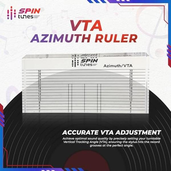 SpinTunes VTA Azimuth Ruler for Vinyl Enthusiasts - Accurately Set Vertical Tracking Angle Block for DJ Turntable and Azimuth Alignment - Essential Tool for Optimal Turntable Perfo