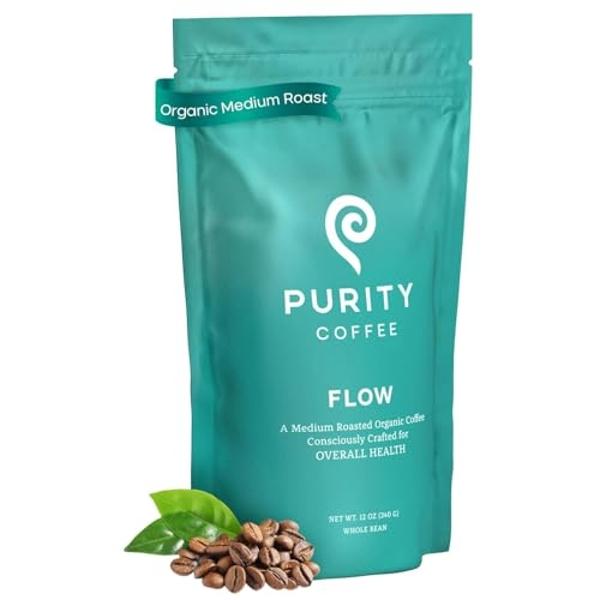 Purity Coffee FLOW Medium Roast Organic Coffee - USDA Certified Organic Specialty Grade Arabica Whole Bean Coffee - Third Party Tested for Mold, Mycotoxins and Pesticides - 12 oz B