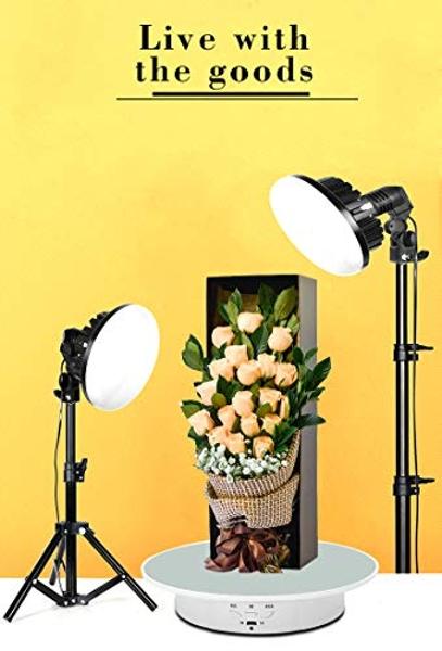JAYEGT Motorized Rotating Display Stand, 7.87inch /17.6lbs Load, 360 Degree Electric Rotating Turntable for Photography Products, Jewelry, Cake,3D Model ,Mirror Cover (White)