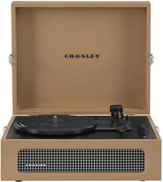 Crosley CR8017B-TA Voyager Vintage Portable Vinyl Record Player Turntable with Bluetooth in/Out and Built-in Speakers, Tan
