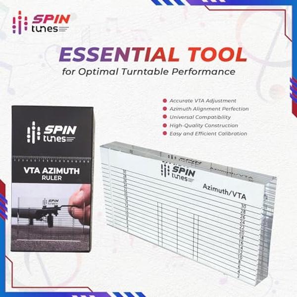 SpinTunes VTA Azimuth Ruler for Vinyl Enthusiasts - Accurately Set Vertical Tracking Angle Block for DJ Turntable and Azimuth Alignment - Essential Tool for Optimal Turntable Perfo