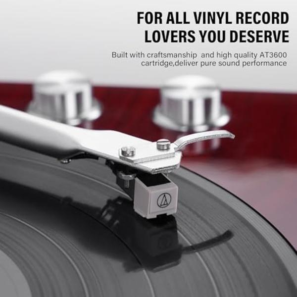 3-Tier Record Player Stand, Vinyl Record Storage Turntables for Vinyl Records, Record Player Table Holds Up to 200 Albums, Mid-Century Turntable Stand for Living Room, Bedroom, Off
