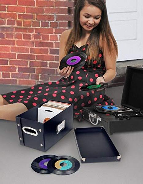 Snap-N-Store Vinyl 45 Record Box, for 45 RPM Vinyl Storage, 8.25 x 7.5 x 14.5 Inches, Black, SNS02079, 7 inch- 1 pack