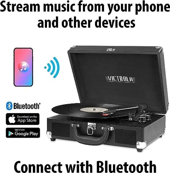 Victrola 50's Retro Bluetooth Record Player & Multimedia Center with Built-in Speakers - 3-Speed Turntable, CD Player, AM/FM Radio | Wireless Music Streaming | Blue