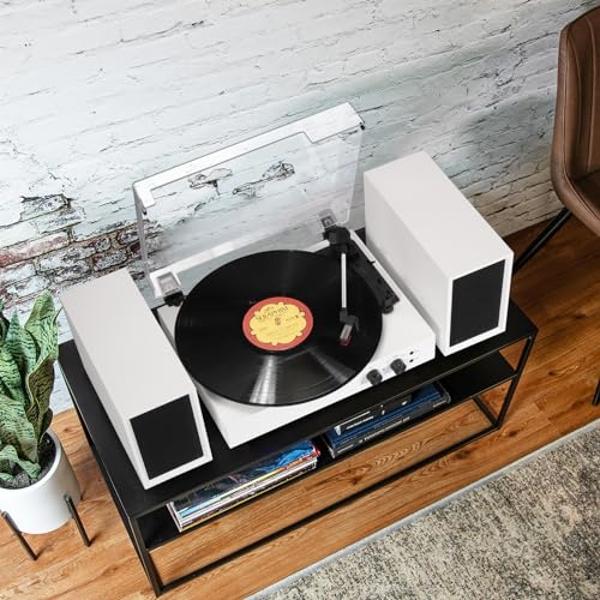 Victrola 3-in-1 Bluetooth Record Player with Built in Speakers and 3-Speed Turntable, Farmhouse Walnut