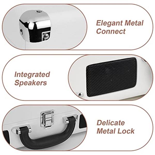 Vinyl Record Player Wireless Turntable Bluetooth 3-Speed Portable Vintage Suitcase with Built-in Speakers, Includes Extra Stylus, RCA Out, AUX in