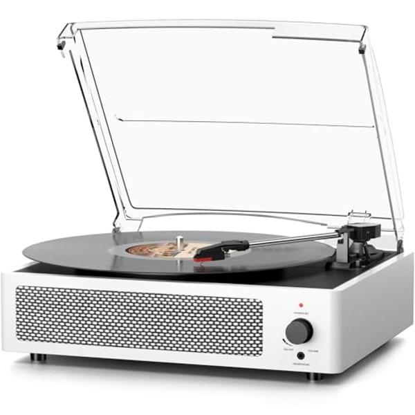 Record Player Wireless Bluetooth Turntable with Speakers for Vinyl Records Belt-Driven Vintage Turntable Support 3-Speed, Headphone, RCA Line, AUX-in for LP Players Home Decoration