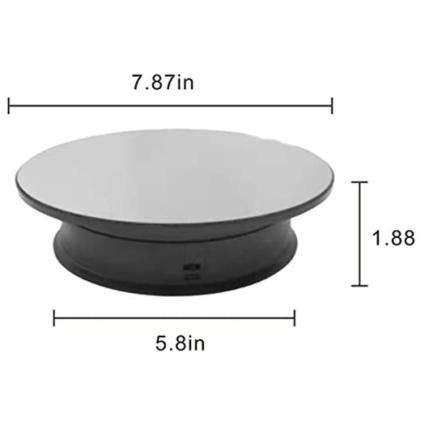 Motorized Rotating Display Stand, 8 in/Load 6.6 lbs Electric Turntable, 360 Degree Adjustable speed Revolving Base for Photography, Jewelry, 3D Models, Battery/USB Power Supply (Bl