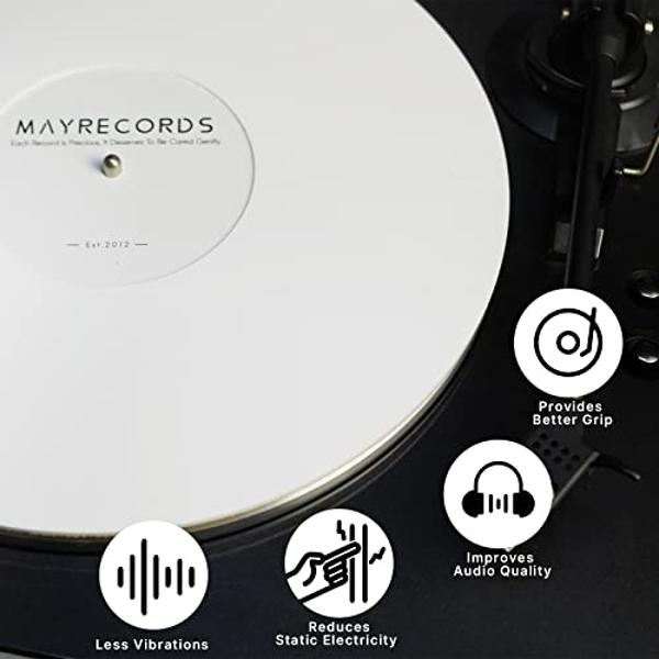 sdroceRyaM Acrylic Turntable Platter Mat, 12 Inches Acrylic Slipmat for Vinyl LP Record Players Anti-Static Slipmat, Reduces Vibrations & Improved Sound Clarity (White)