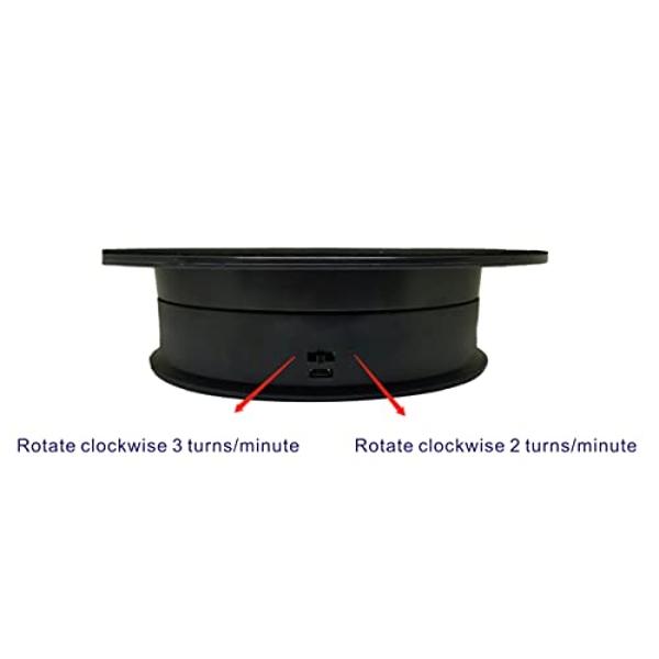Motorized Rotating Display Stand, 8 in/Load 6.6 lbs Electric Turntable, 360 Degree Adjustable speed Revolving Base for Photography, Jewelry, 3D Models, Battery/USB Power Supply (Bl
