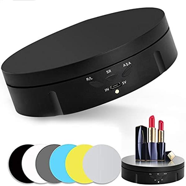 Motorized Rotating Display Stand - 90/180/360 Degree Display, PVC Backgrounds for Product Photography, Jewelry, Watch, 3D Models
