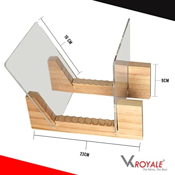 VK-Royal Vinyl Records Storage Holder Display Stand – Holds Up to 25 Turntable LP's Records Albums – Wood Stand, Rubber Grip pad and Clear Acrylic Ends – Vinyl Record Storage Stand
