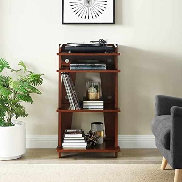 Crosley Furniture Soho Record Player Stand, Media Console with Vinyl Storage, Modern Home Organizer, Mahogany