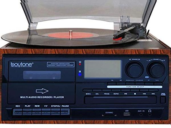 VK-Royal Vinyl Records Storage Holder Display Stand – Holds Up to 25 Turntable LP's Records Albums – Wood Stand, Rubber Grip pad and Clear Acrylic Ends – Vinyl Record Storage Stand